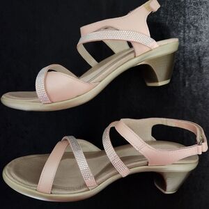 NAOT  Pink Bling Strappy Low Heels.
